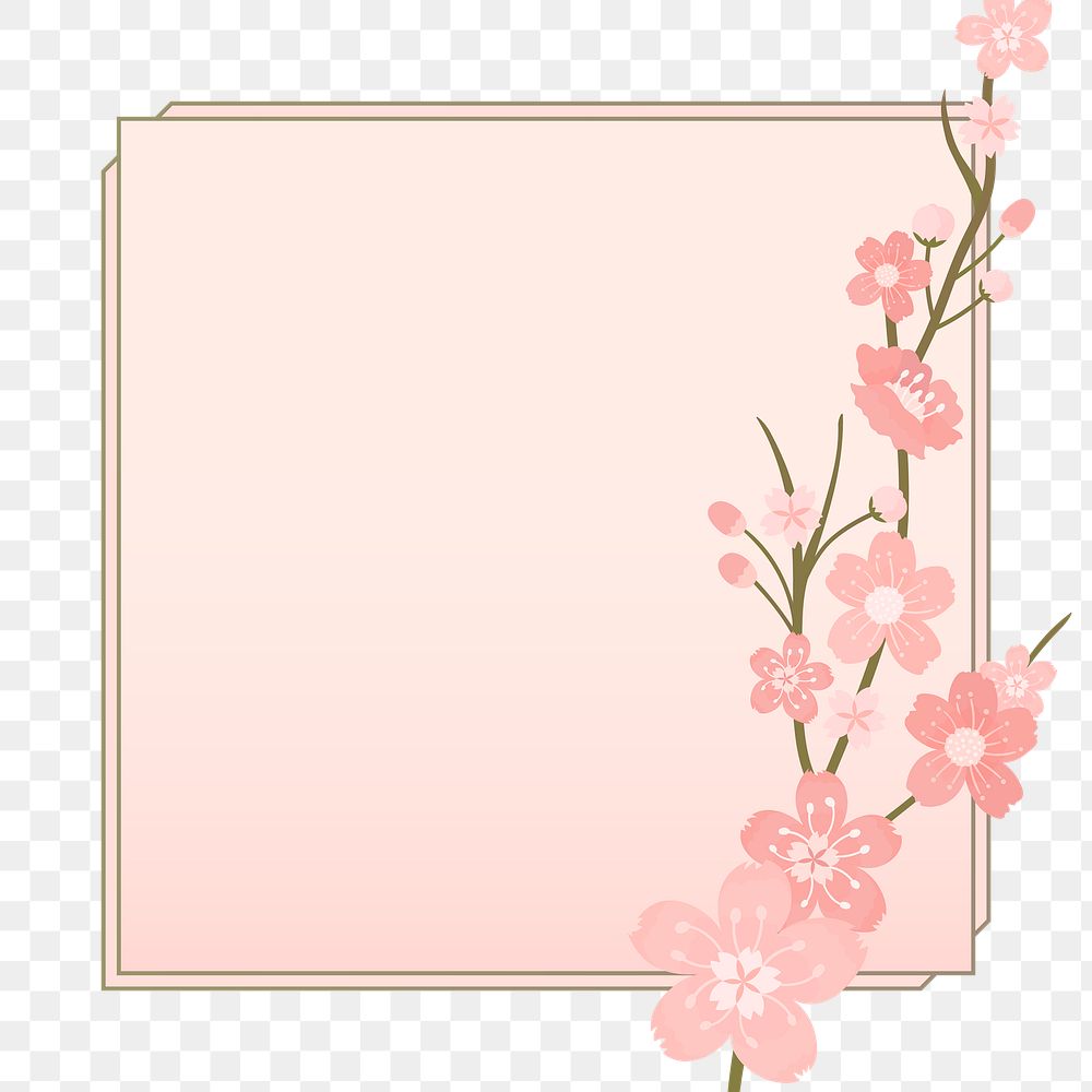 Png pink floral border Japanese cherry blossom