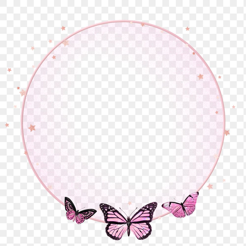 Png frame with pink Monarch butterfly