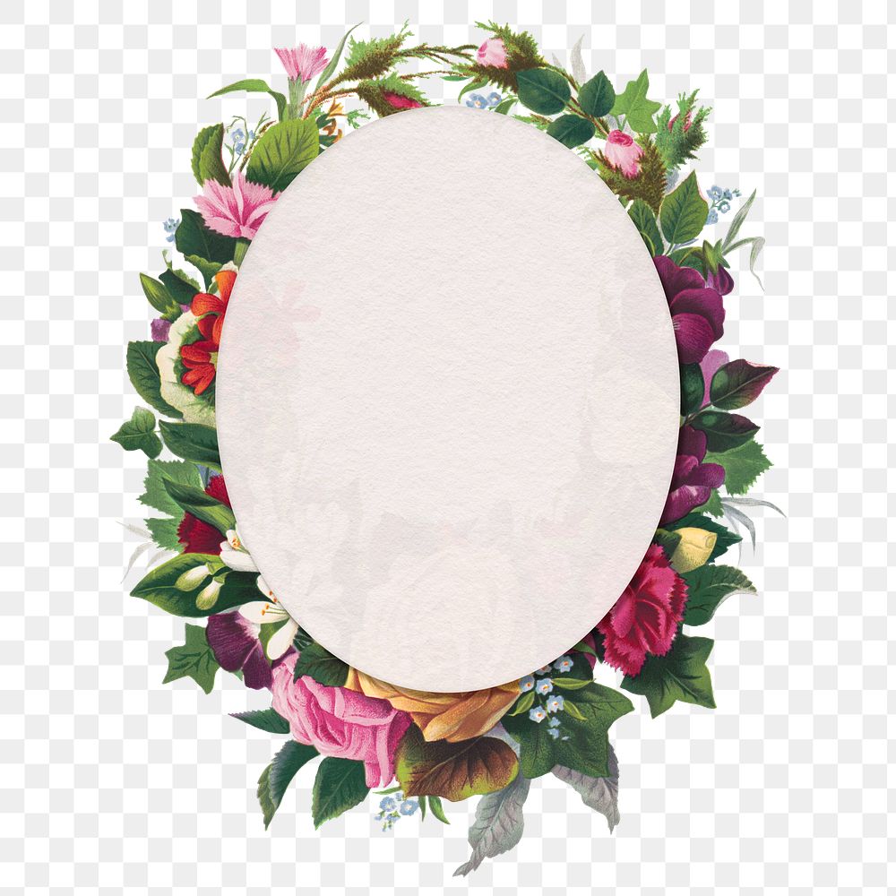 Floral png frame png botanical oval badge
