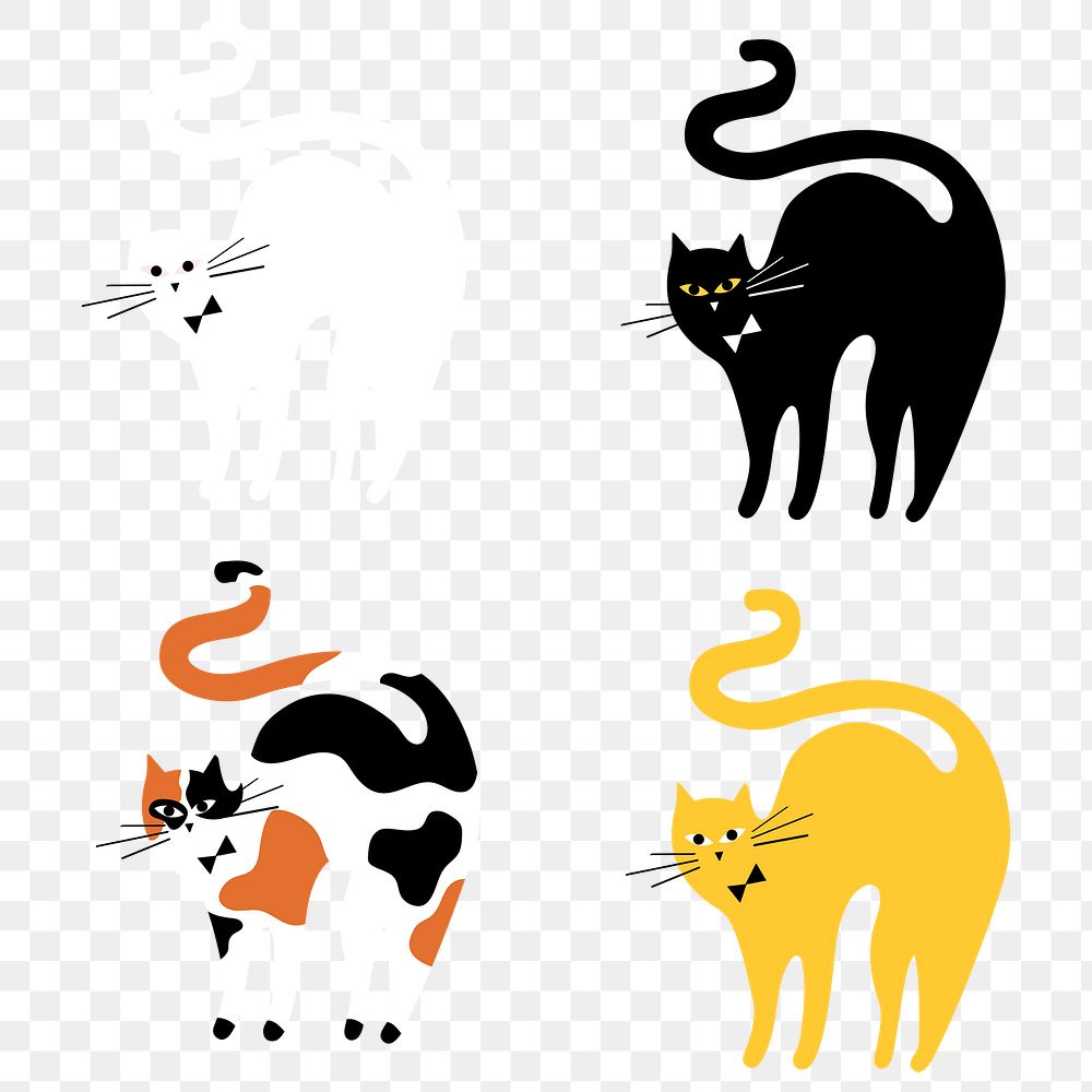 Png cats cute animal sticker set