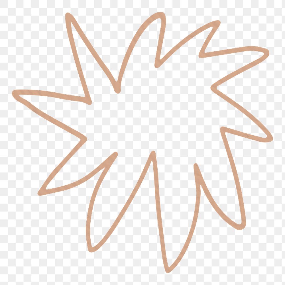 Png doodle style drawing brown design element