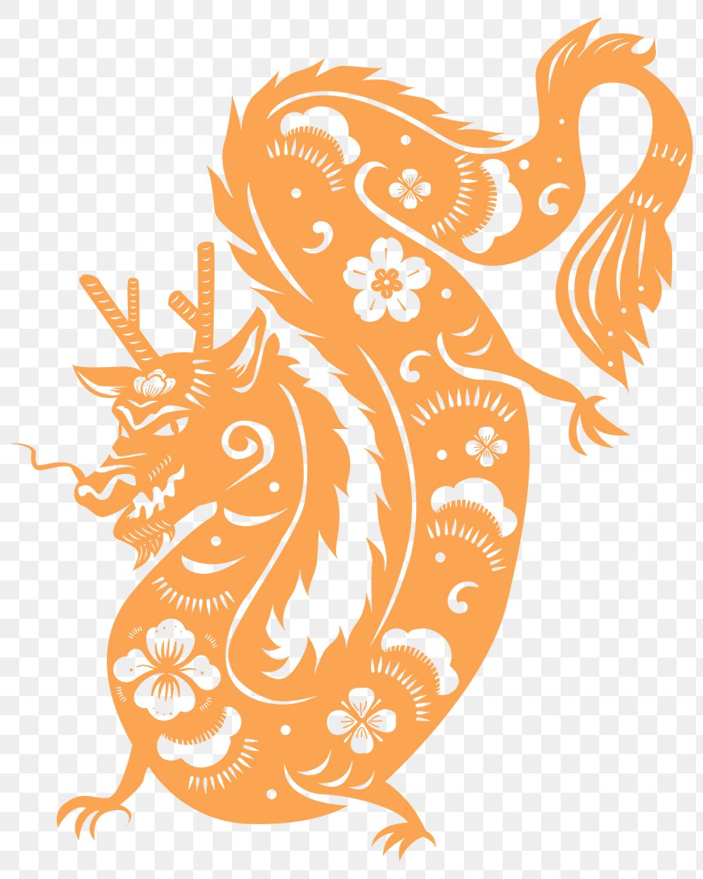 Png year of dragon orange Chinese horoscope animal illustration