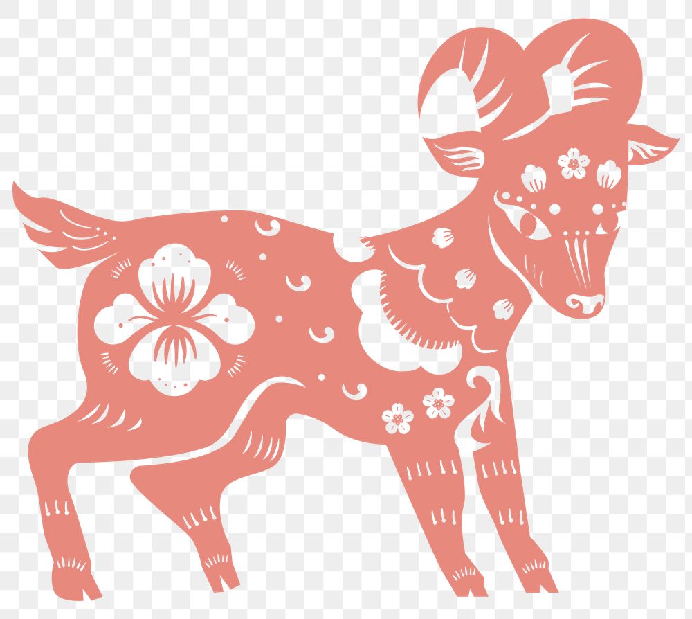 Png year of goat pink Chinese horoscope animal illustration