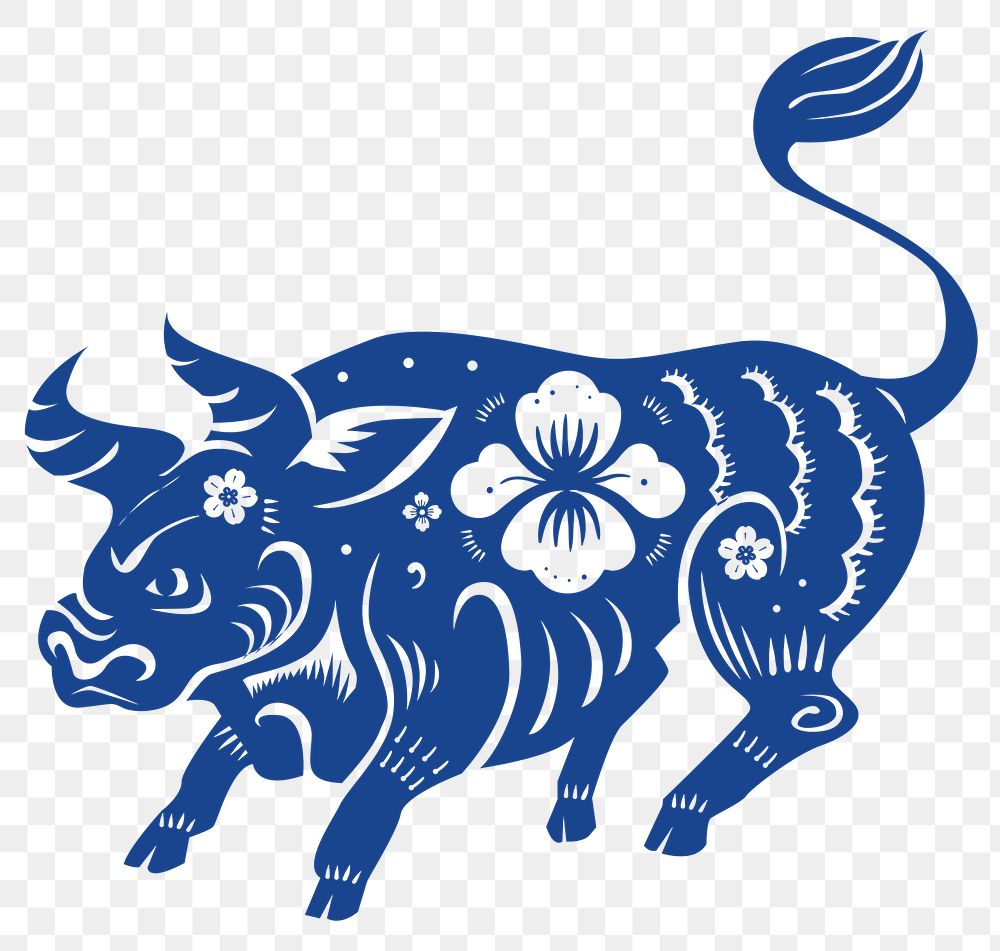 Png year of ox Chinese horoscope animal illustration