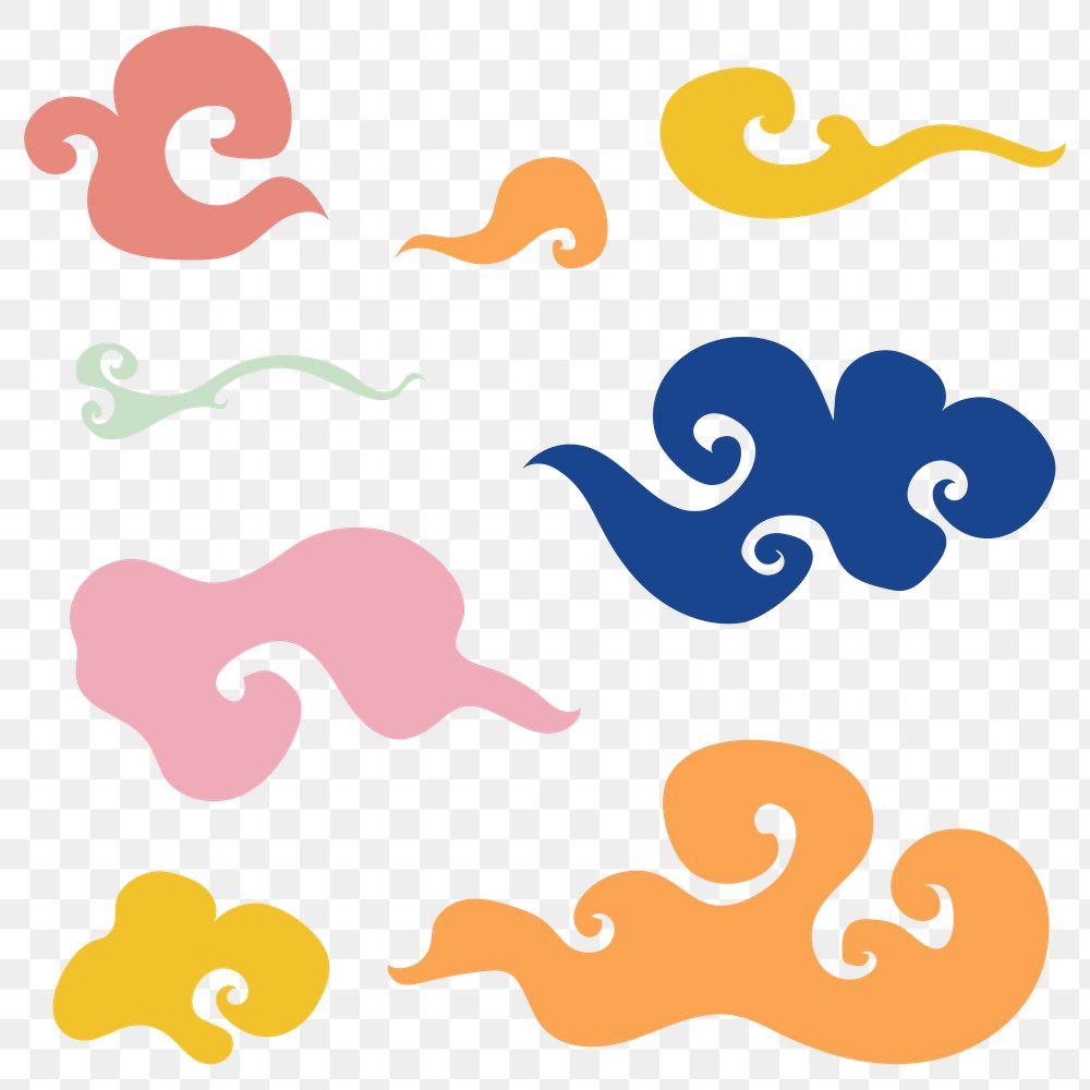 Png oriental cloud colorful cute journal sticker