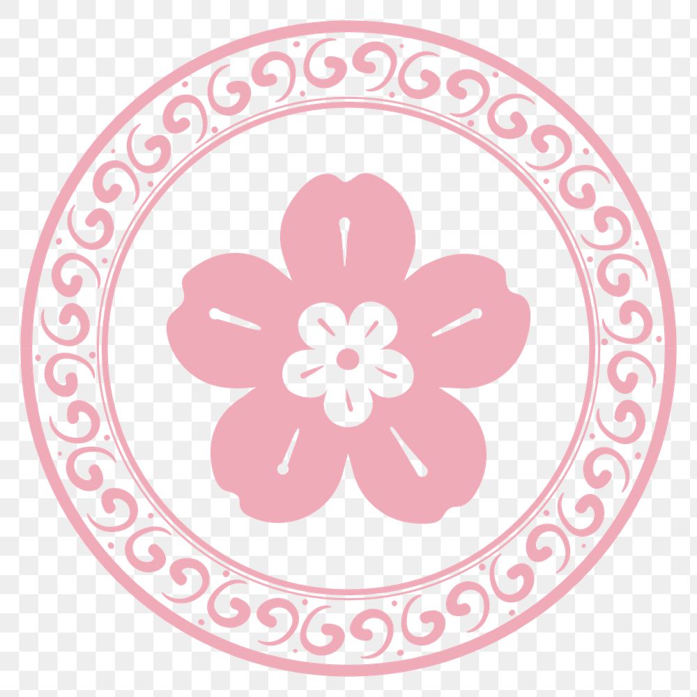 Png sakura flower badge pink Chinese traditional symbol