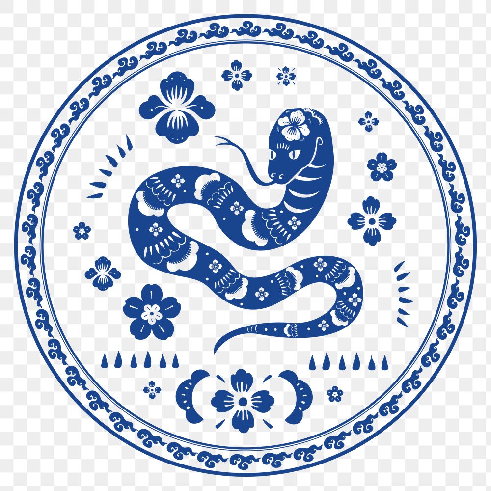 Png Year of snake badge blue Chinese horoscope zodiac sign