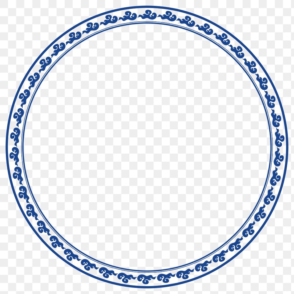 Frame png clouds pattern blue circle in Chinese New Year theme