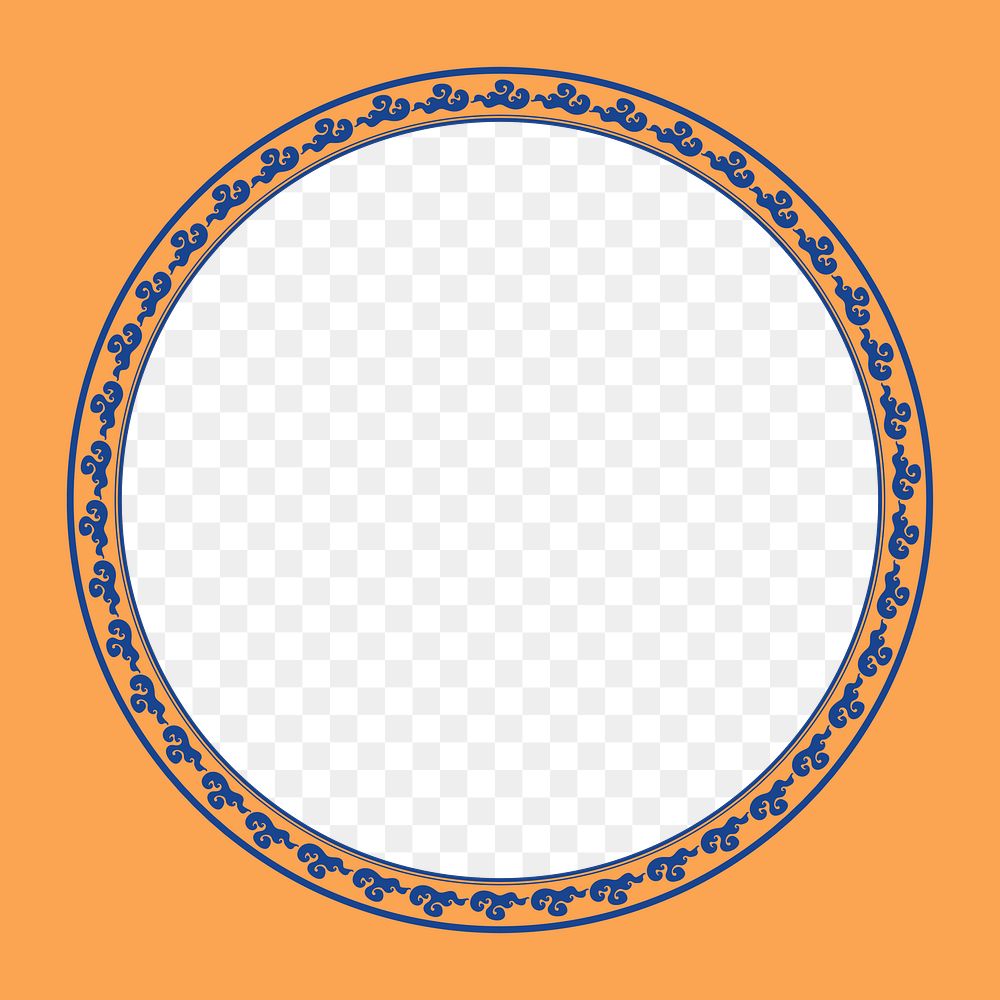 Frame png clouds pattern blue circle in Chinese New Year theme