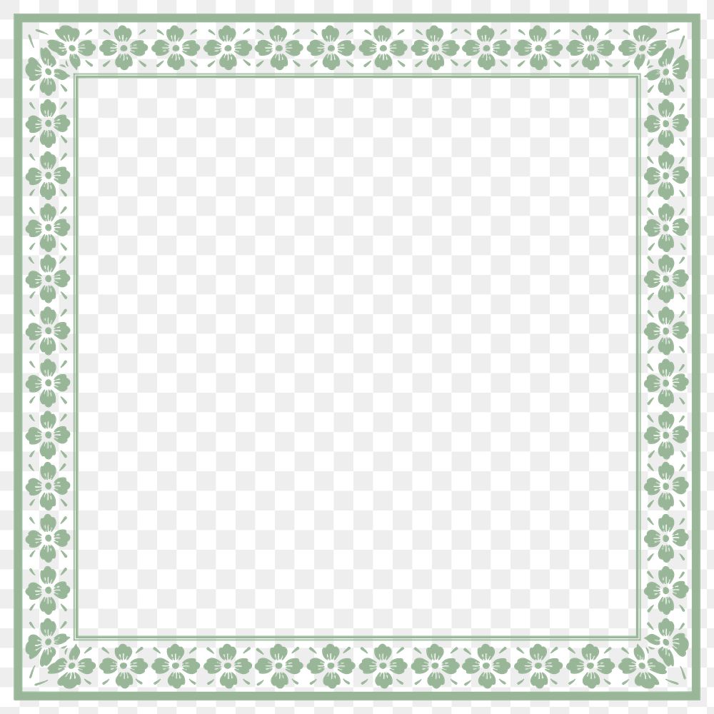 Png frame Chinese traditional sakura pattern in green square
