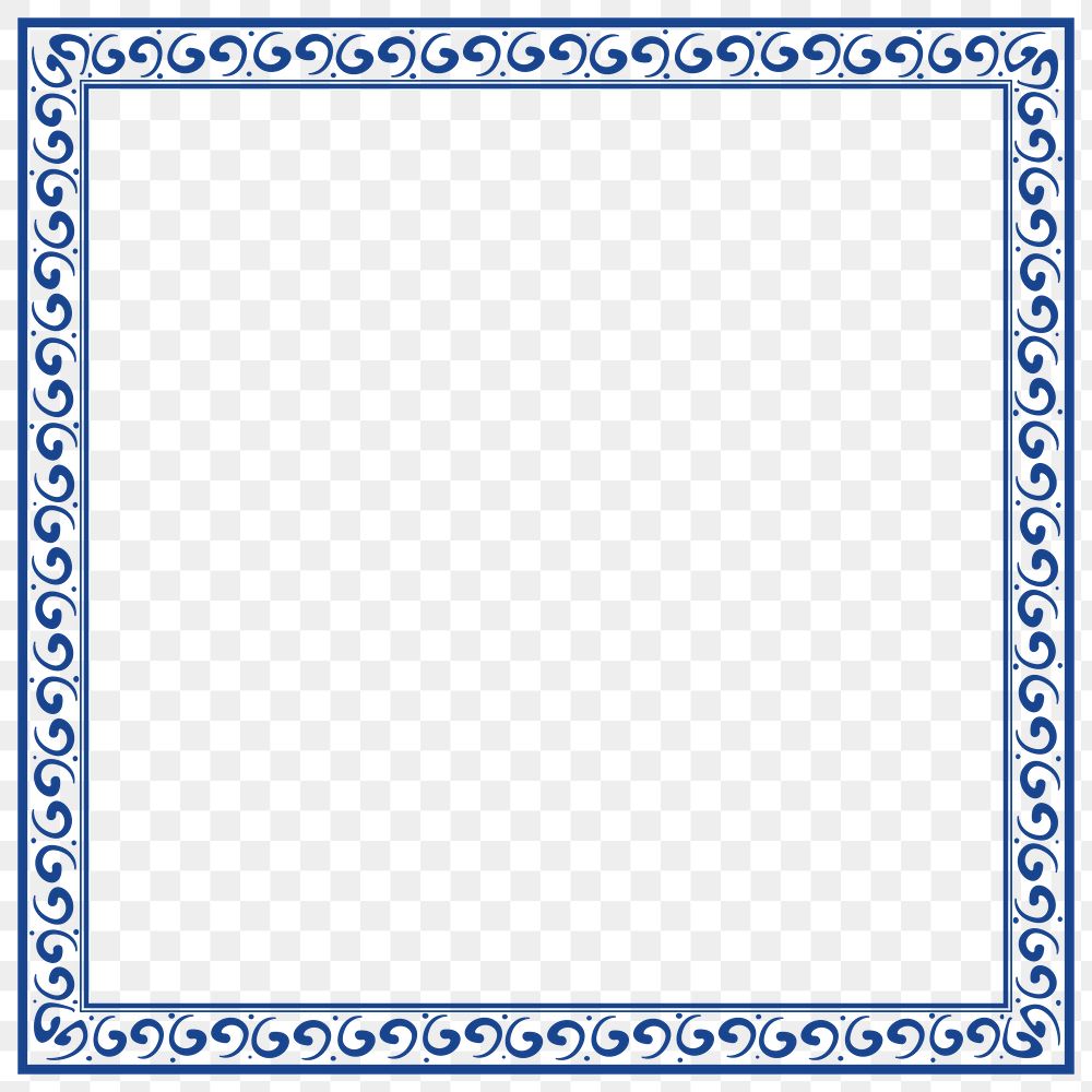 Frame png oriental pattern blue square in Chinese New Year theme