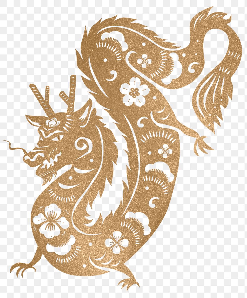Png Chinese New Year dragon gold animal zodiac sign illustration