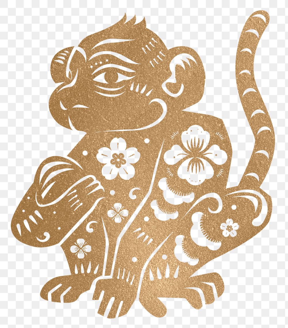Png Chinese New Year monkey gold animal zodiac sign illustration