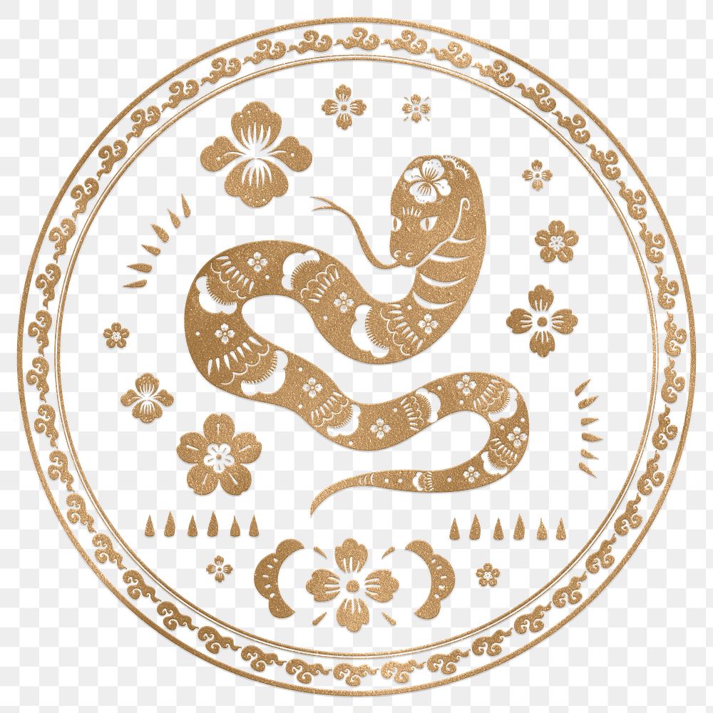 Png Year of snake badge gold Chinese horoscope zodiac sign