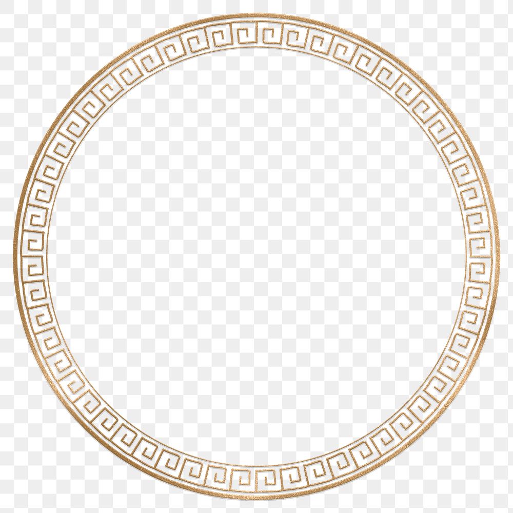Frame png oriental woodblock pattern gold circle in Chinese New Year theme