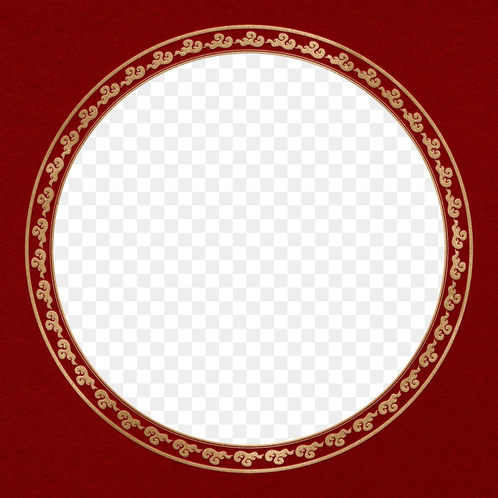 Frame png clouds pattern golden circle in Chinese New Year theme