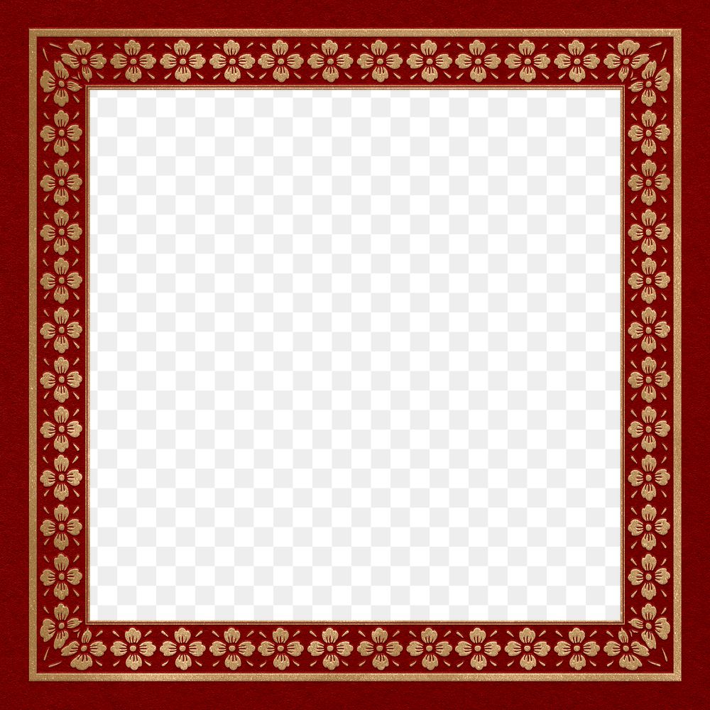 Frame png sakura pattern golden square in Chinese New Year theme