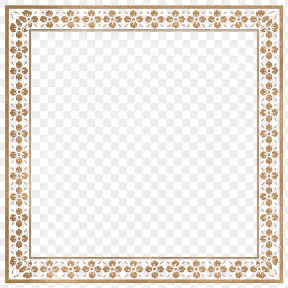 Frame png sakura pattern golden square in Chinese New Year theme