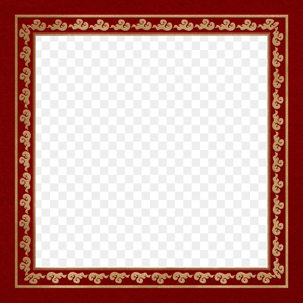 Frame png clouds pattern golden square in Chinese New Year theme