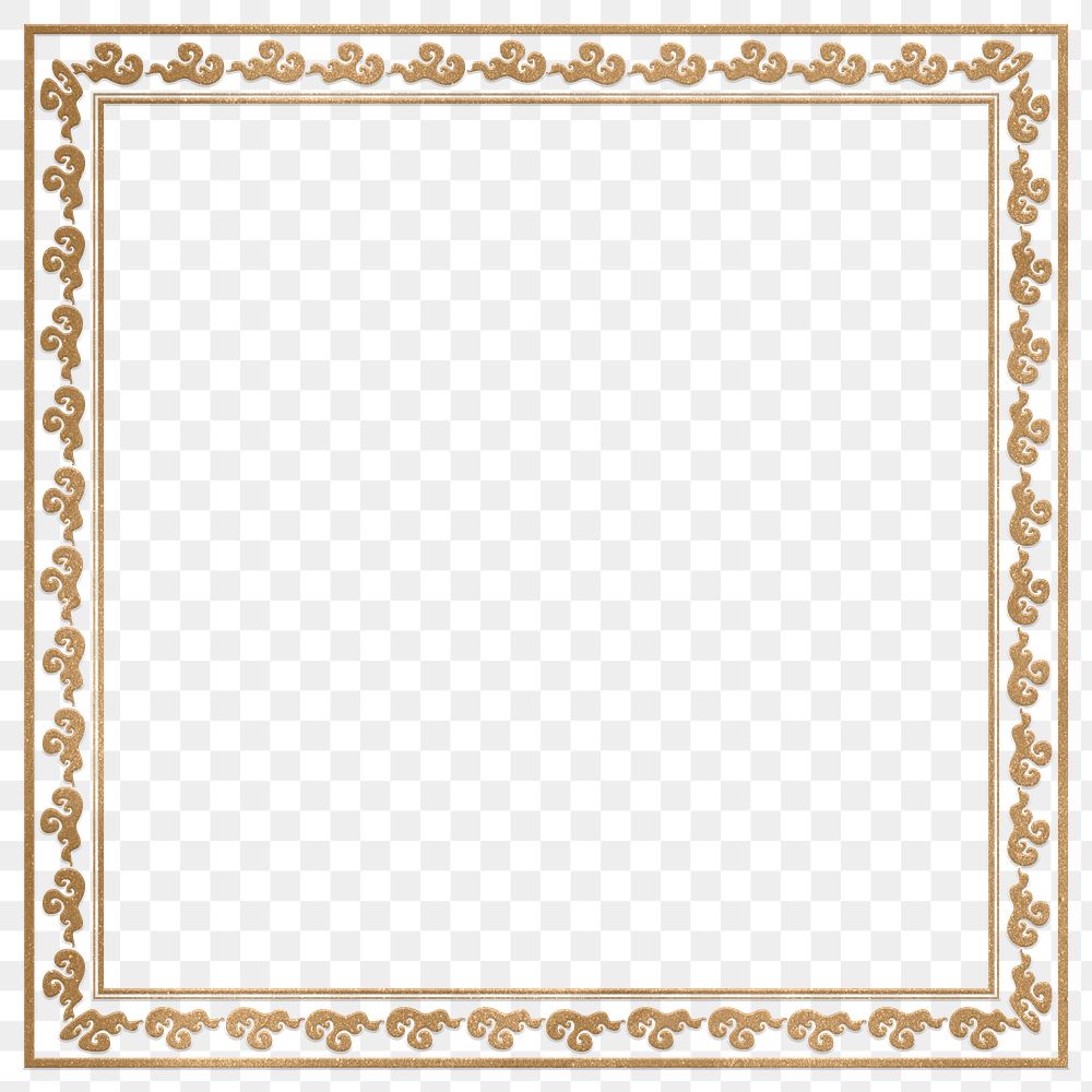 Frame png clouds pattern golden square in Chinese New Year theme