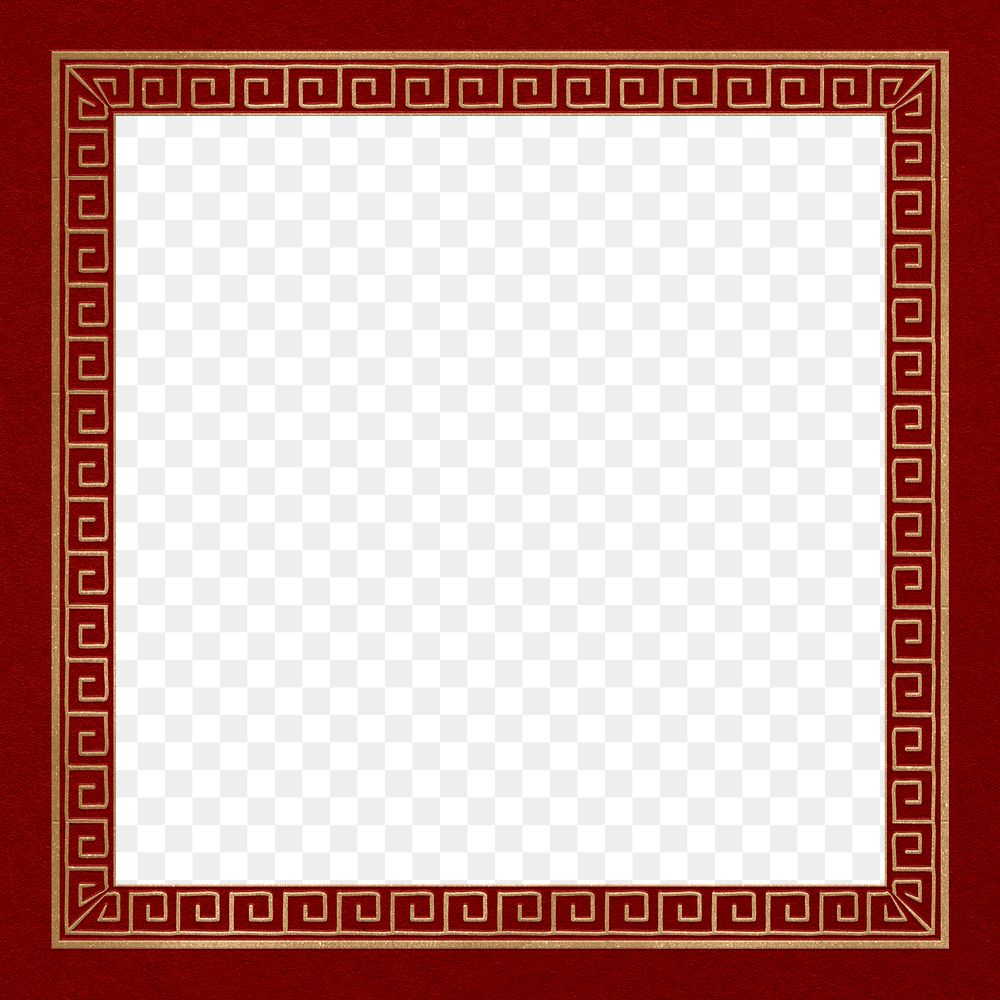 Frame png oriental woodblock pattern gold square in Chinese New Year theme