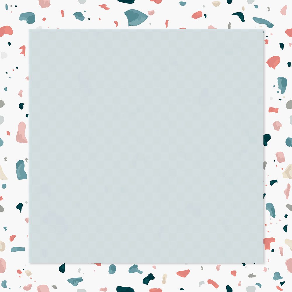 Terrazzo png frame transparent background with seamless pattern