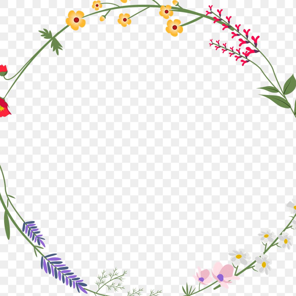 Png floral frame decorated with wildflower border