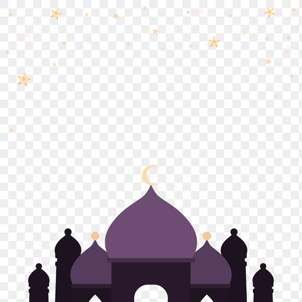 Png mosque silhouette background purple Ramadan and Eid Mubarak illustration