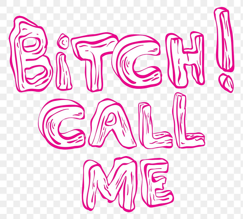 Png bitch call me pink typography diary sticker