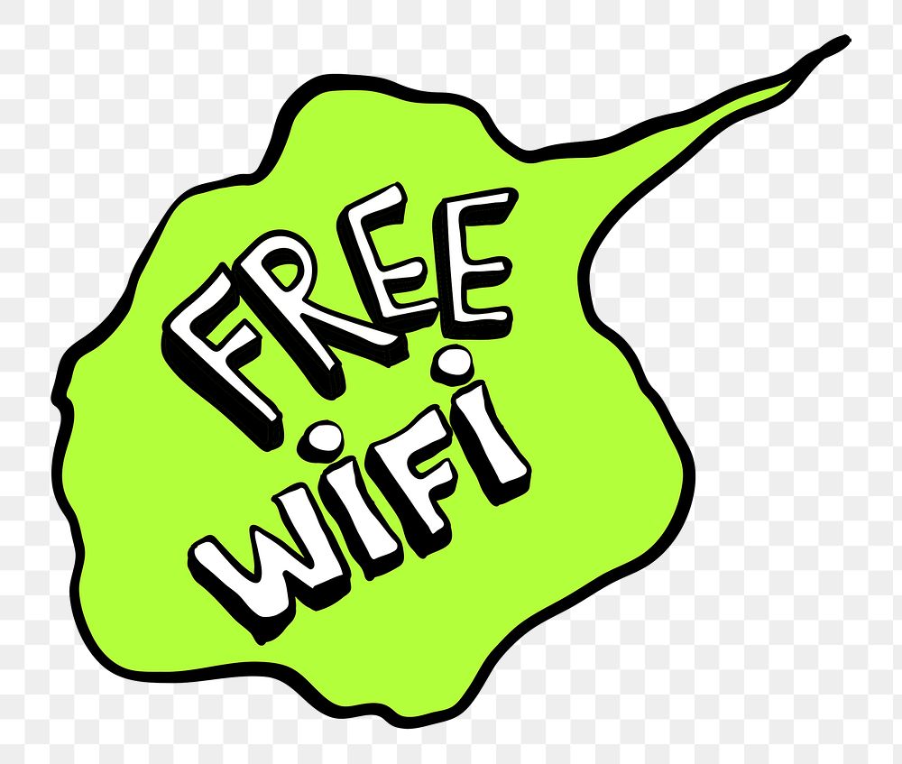 Free wifi png sticker in green doodle illustration