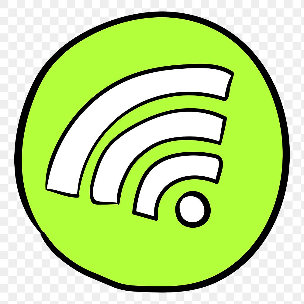 Wifi png icon in green doodle diary sticker