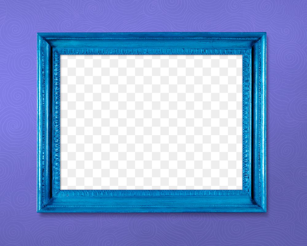 Frame PNG mockup, neon blue home decor