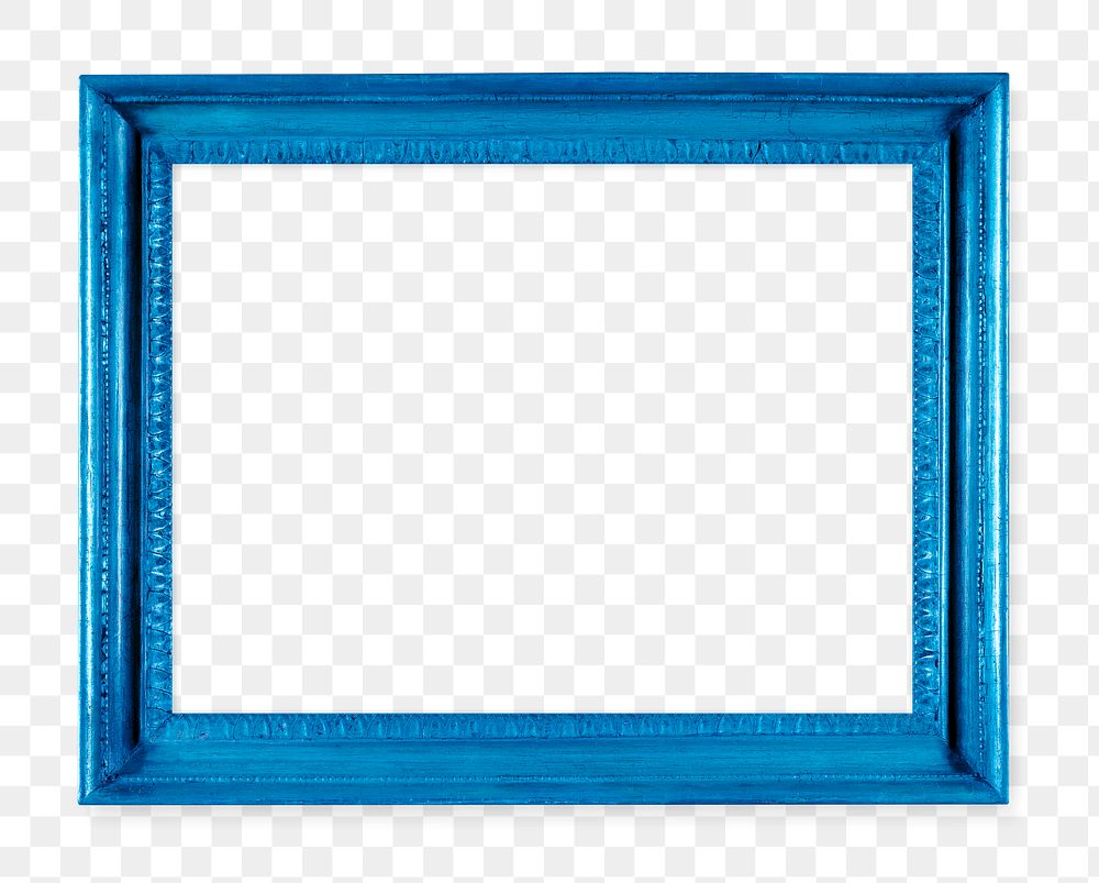 Picture frame mockup PNG sticker, vintage neon blue home decor