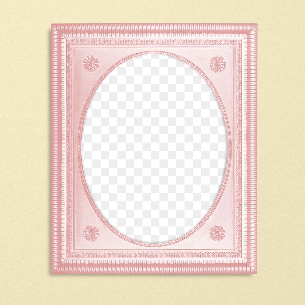 Frame PNG mockup, pastel pink on yellow wall