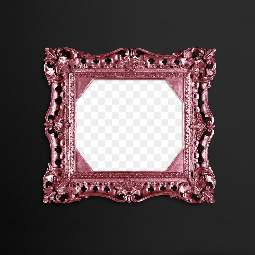 Frame PNG mockup, antique pink femme fatale style
