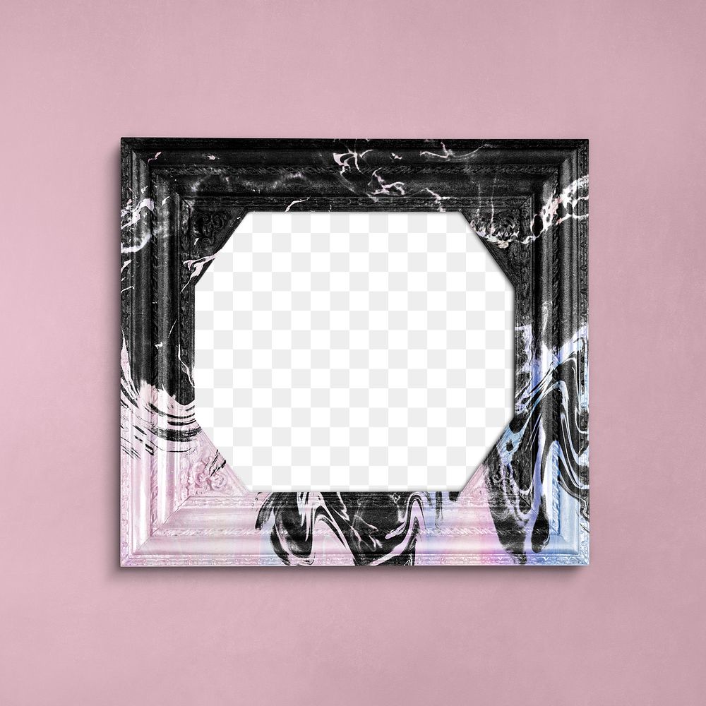 Frame PNG mockup, pastel pink and black wall decor