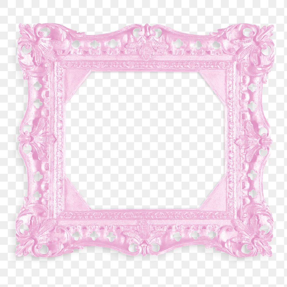 Vintage picture frame mockup PNG sticker in pastel pink