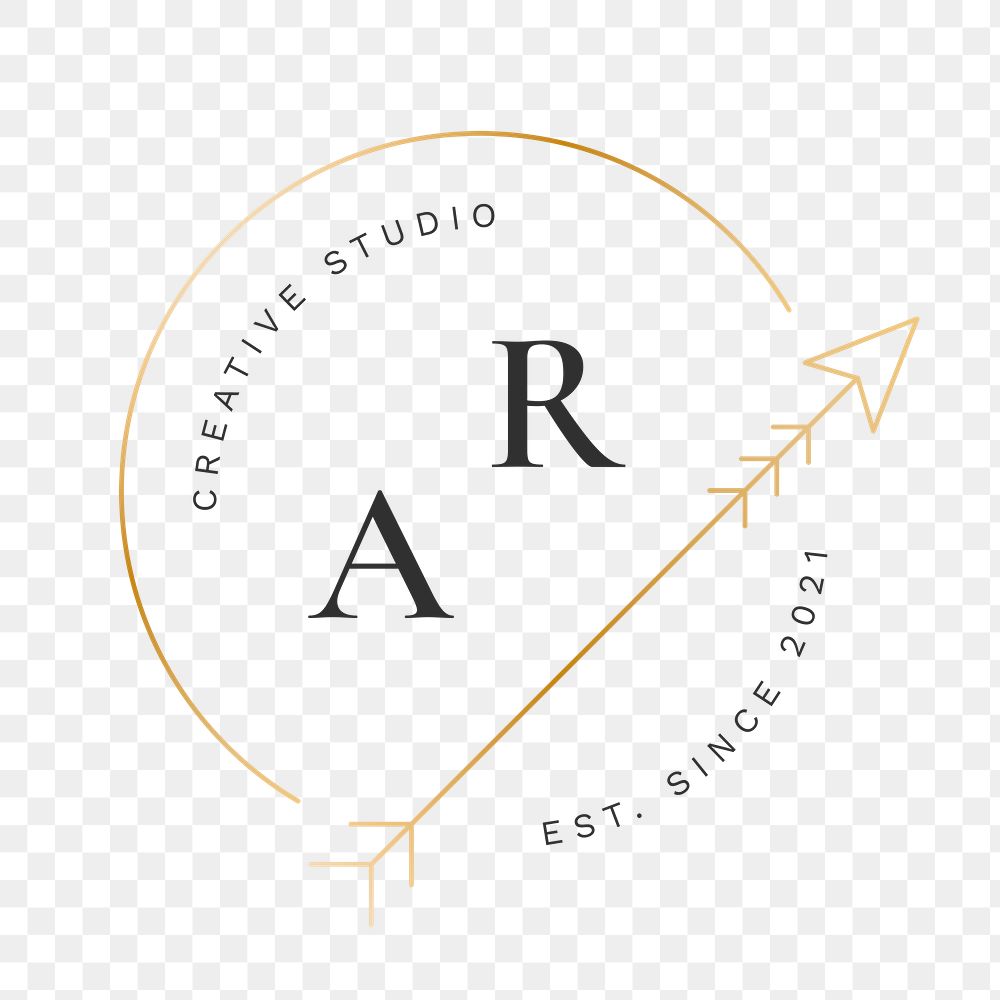 Studio branding png logo, aesthetic gold arrow graphic