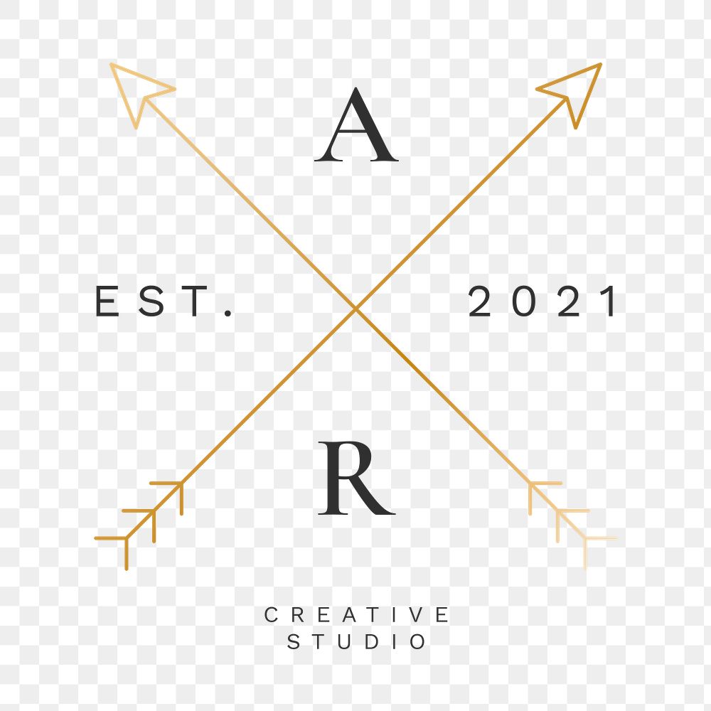 Cross arrow png logo element, aesthetic gold design