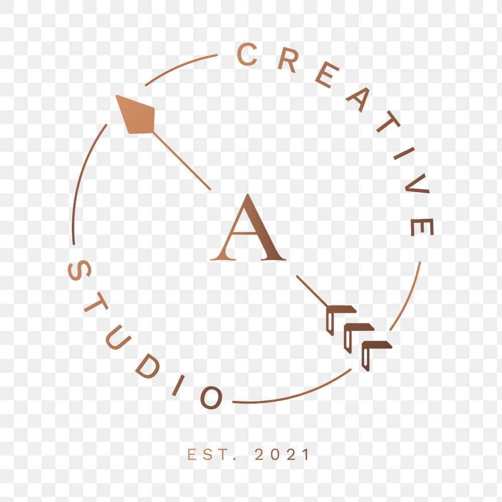 Studio branding png logo, minimal copper arrow graphic