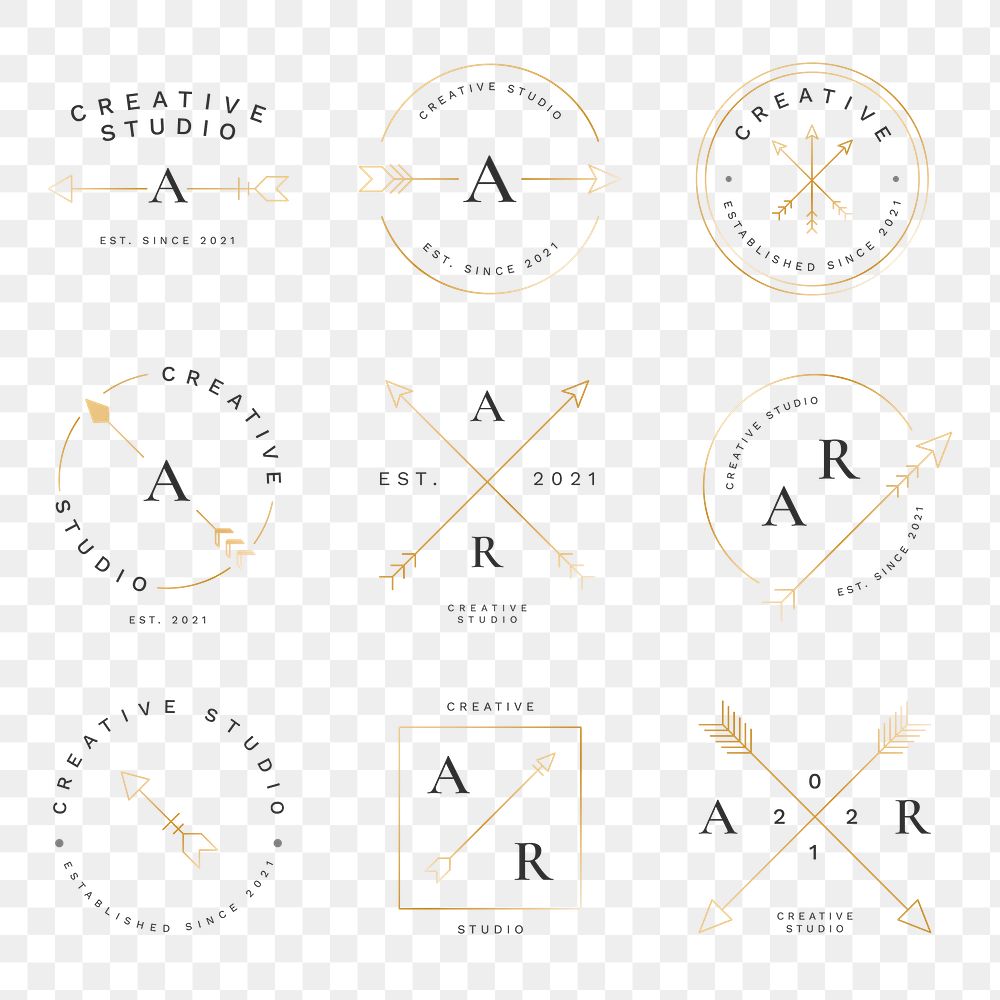 Arrow png logo, minimal creative professional branding design set