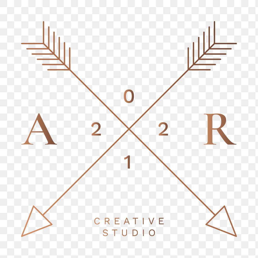 Studio branding png logo, minimal copper cross arrow graphic