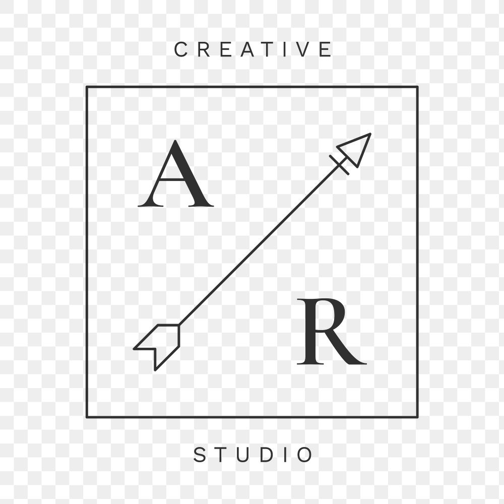 Studio branding png logo, minimal black arrow graphic