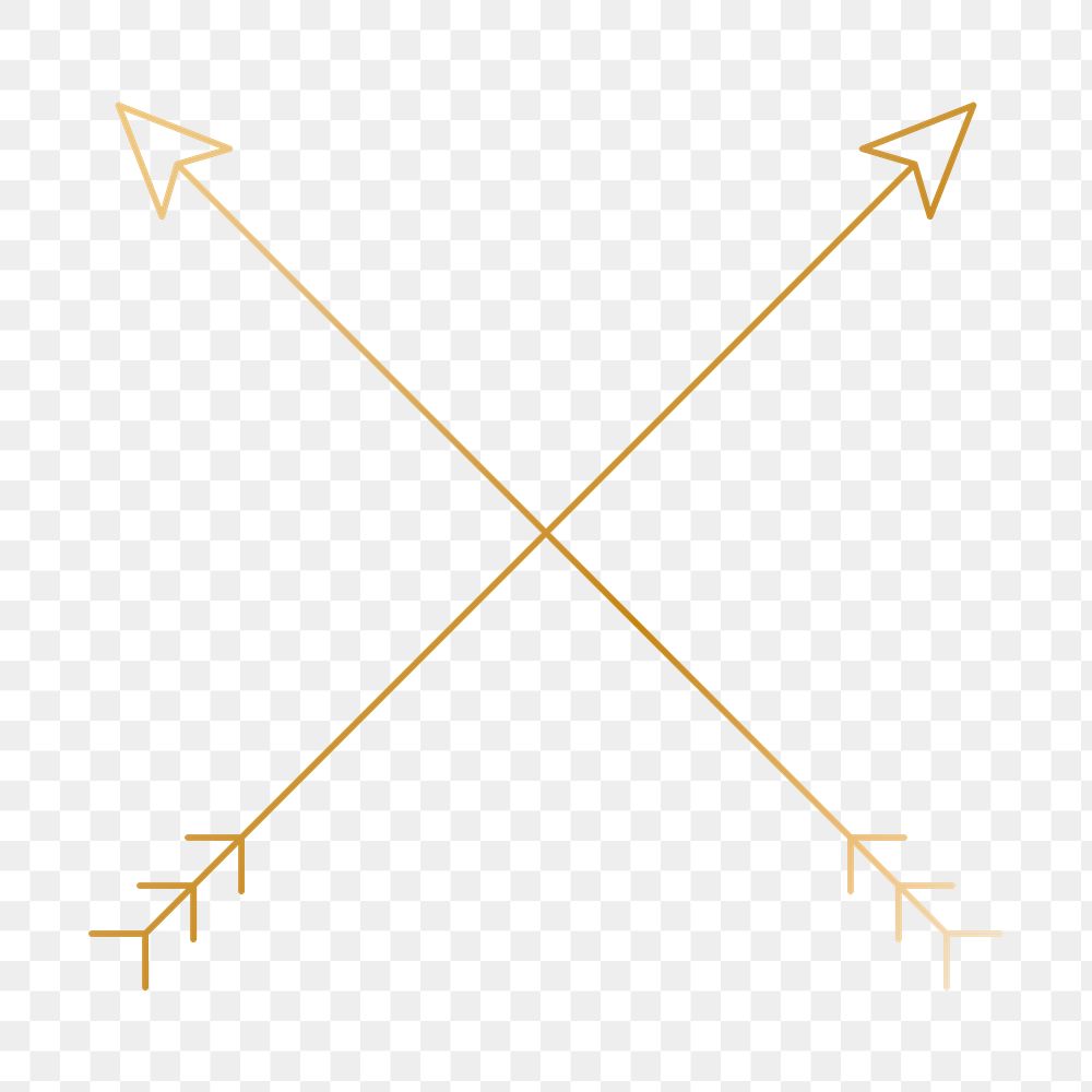 Cross arrow png logo element, minimal gold design