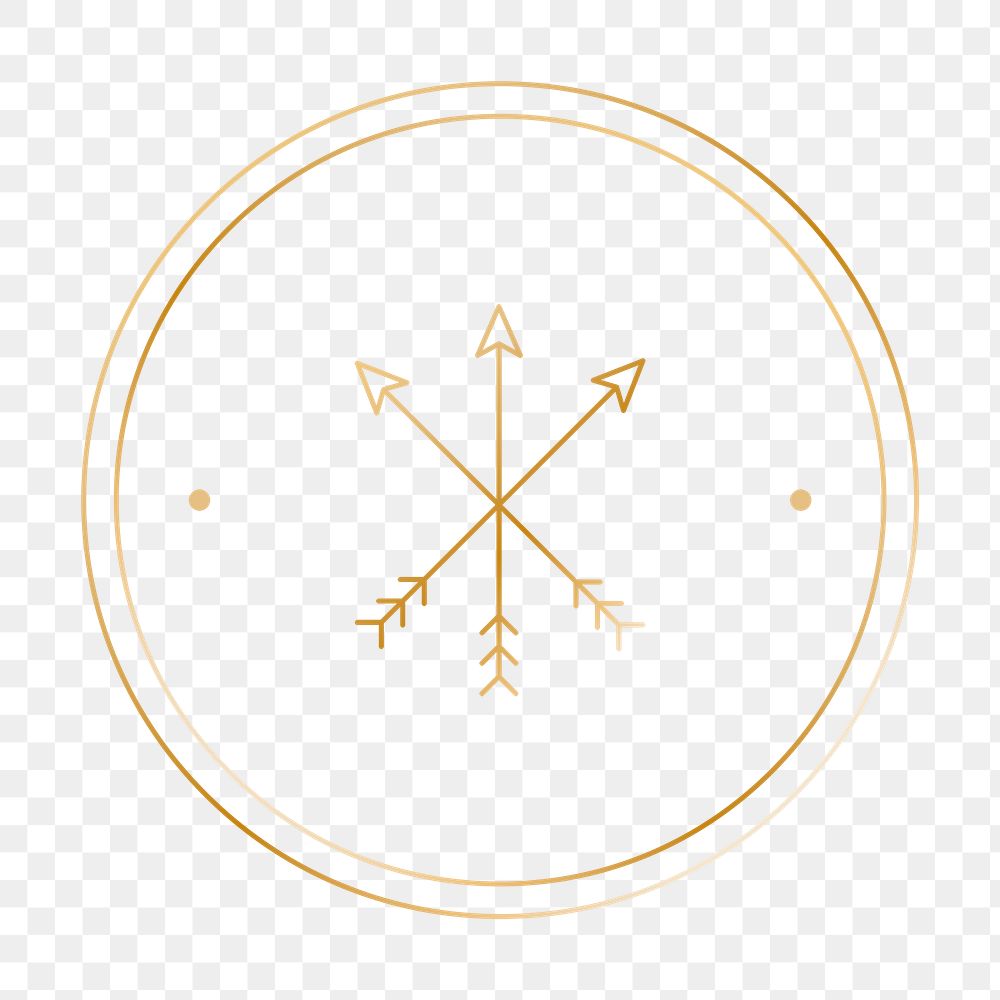 Tribal cross arrow png sticker, minimal gold graphic