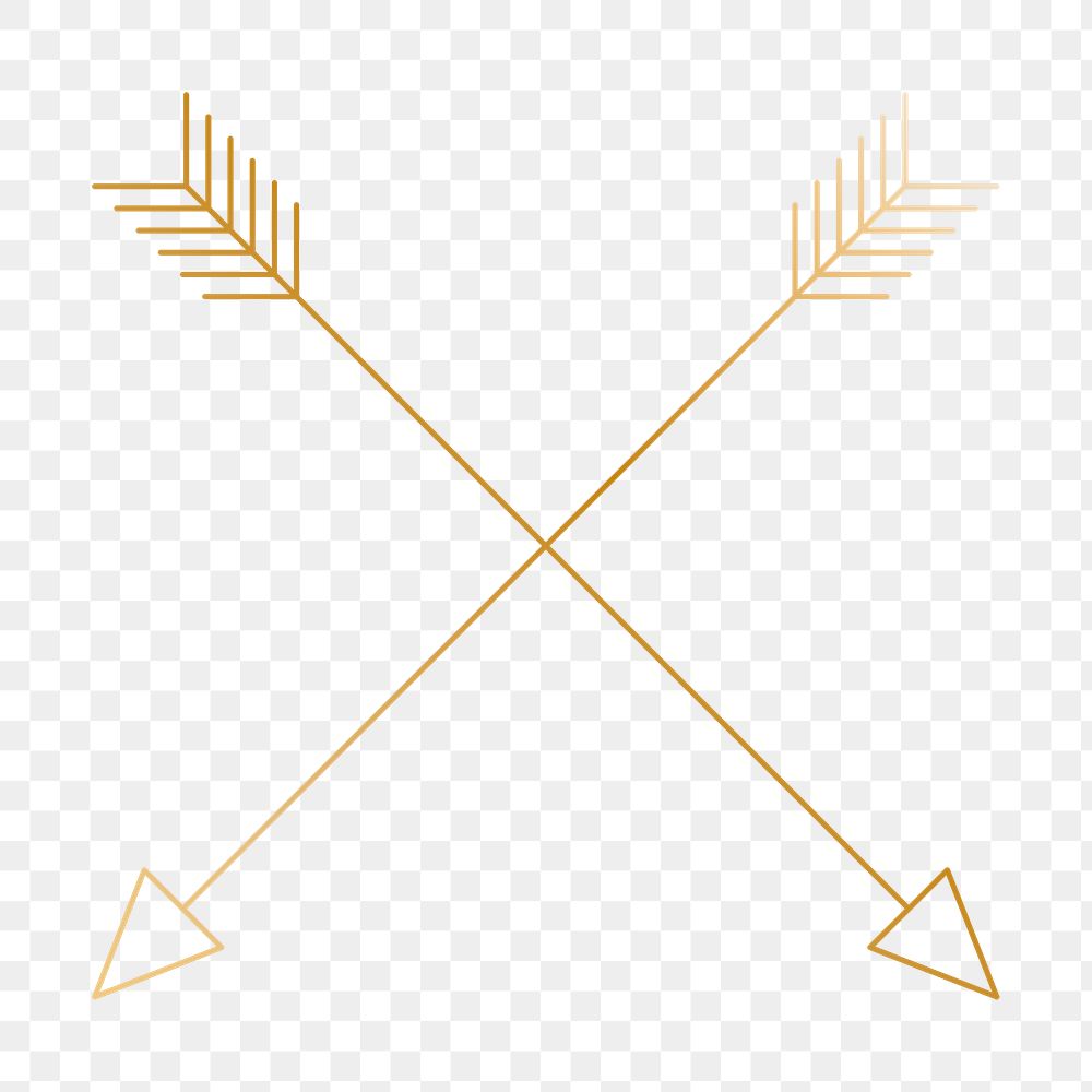 Gold cross arrow png logo element, simple graphic