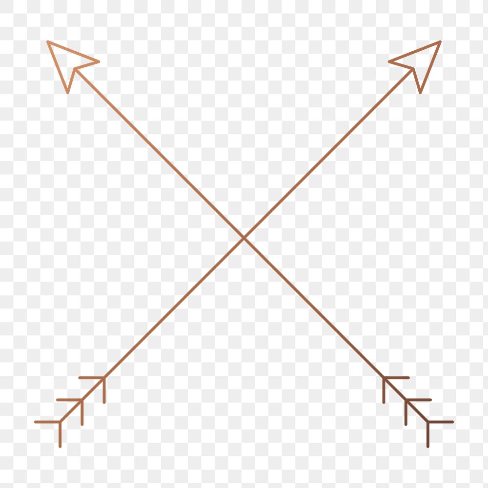 Copper cross arrow png logo element, simple graphic