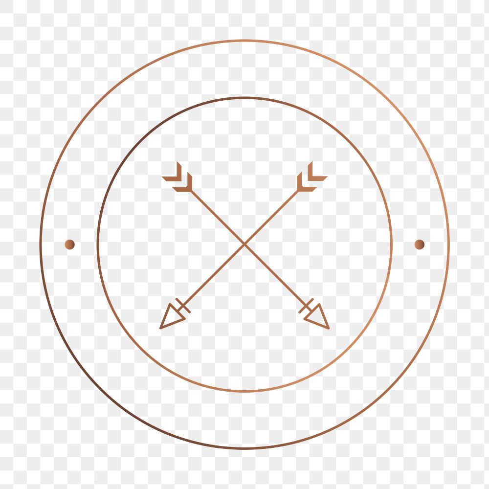 Cross arrow png logo element, aesthetic copper design