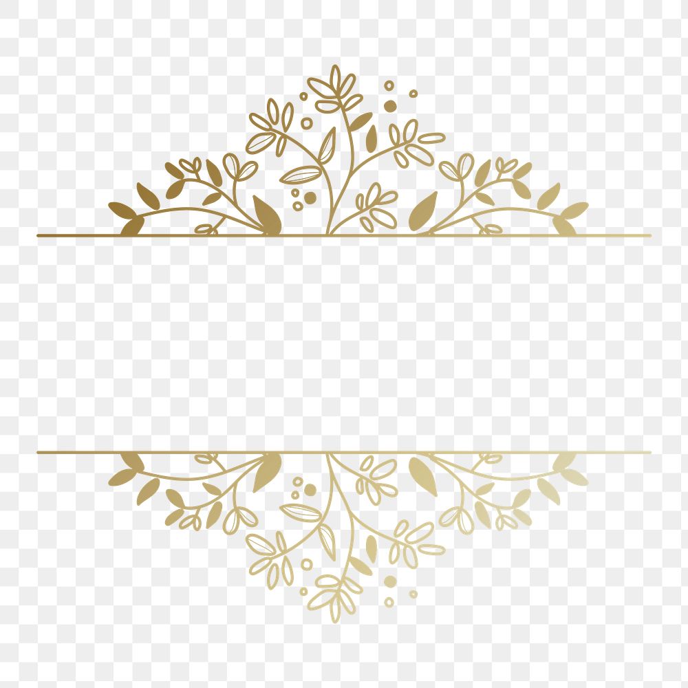 Aesthetic logo png badge clipart, floral gold design