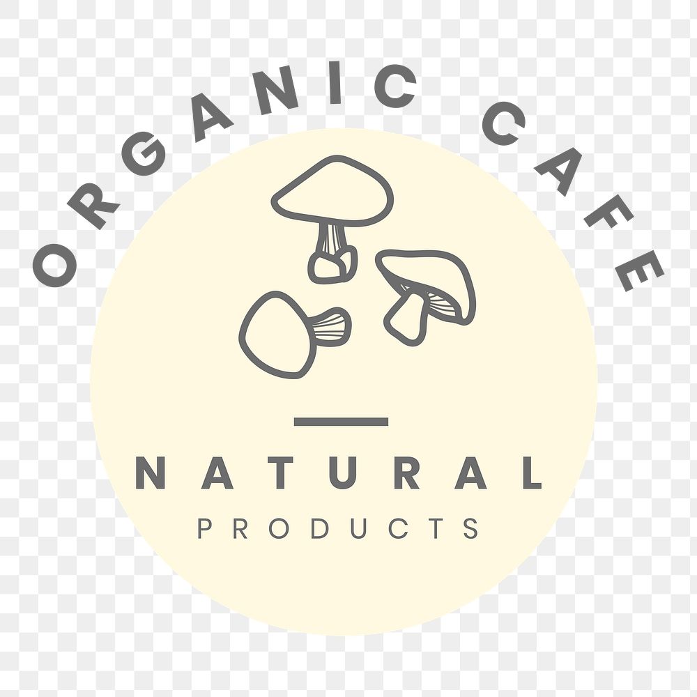 Organic cafe png logo badge, professional pastel design for organic branding